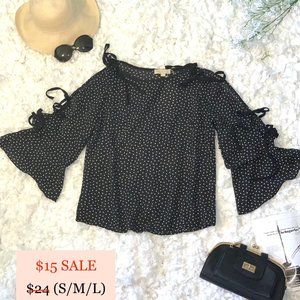 Black Polka Dot Full Sleeve Blouse